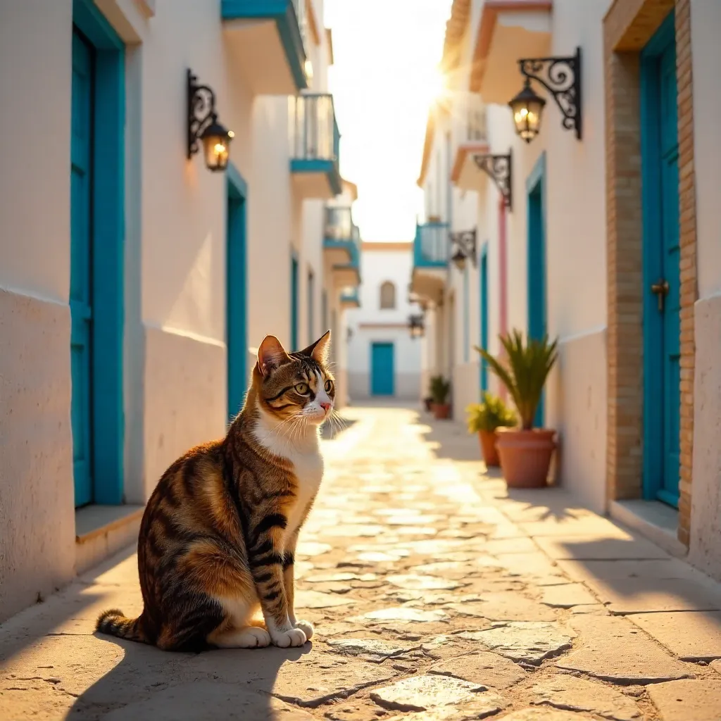 Serene Cat on a Sunlit Asilah Street