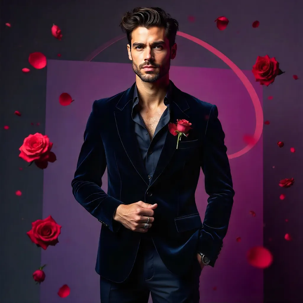 Roses in Velvet: A 90s Elegance Portrait