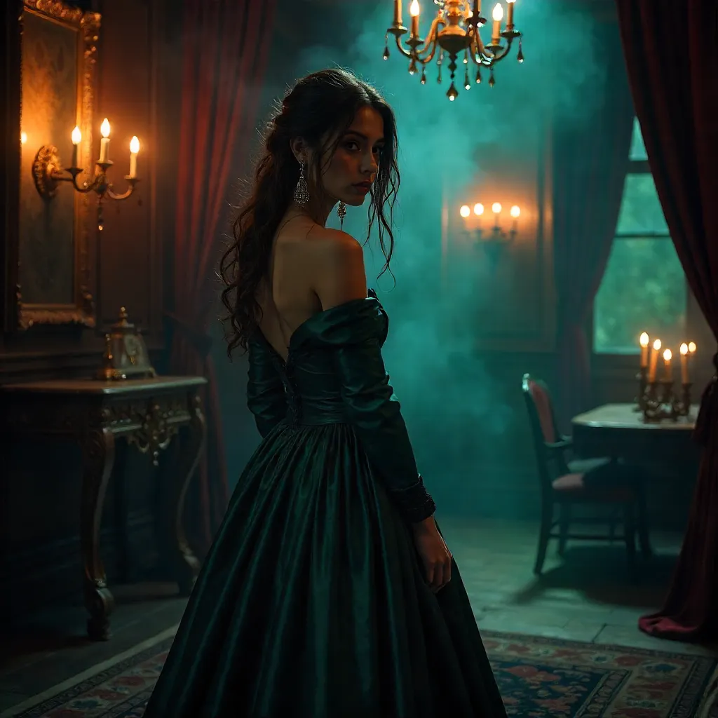 Silhouette of the Enigmatic Woman in Velvet Light