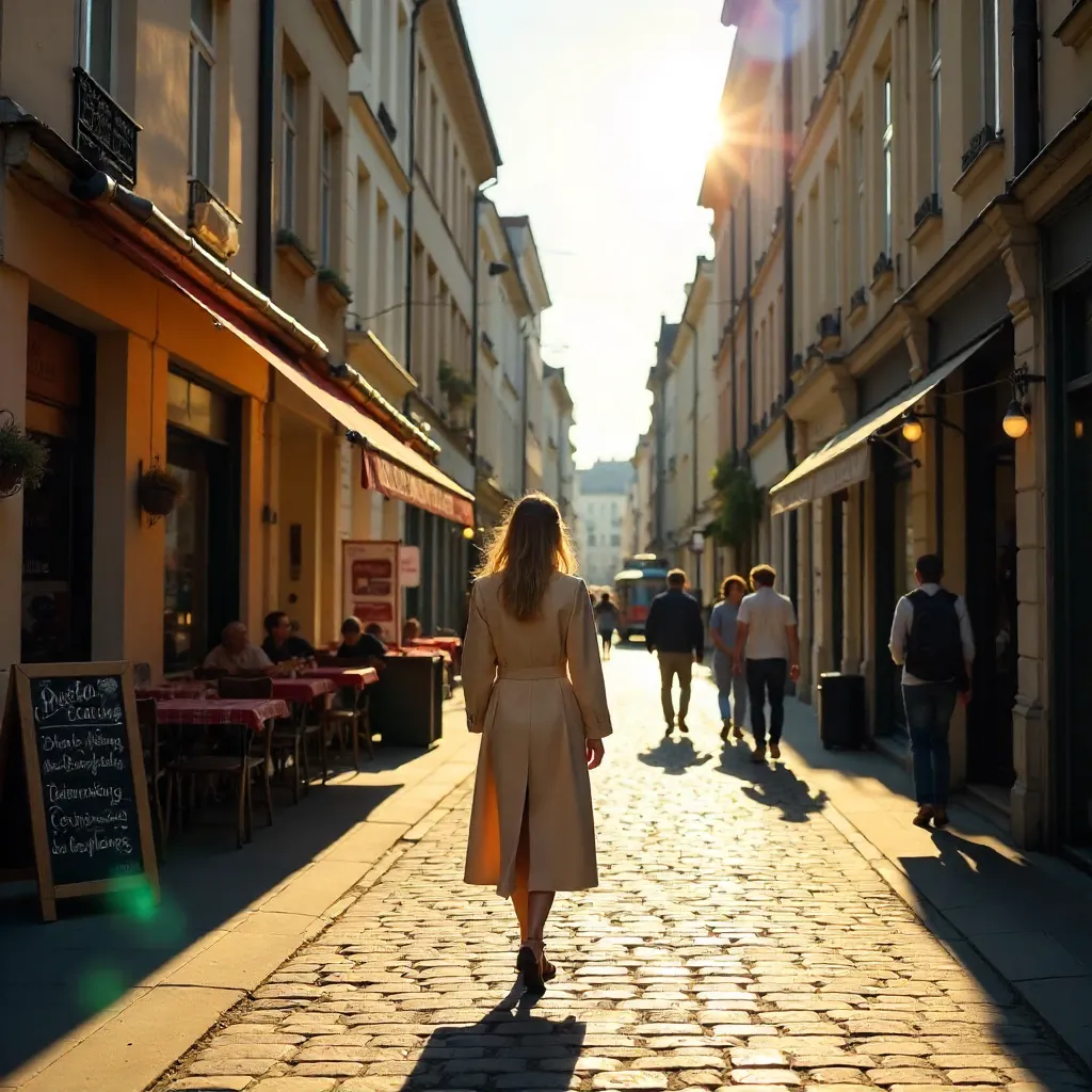 Sunlit Vieux-Lille Street Walk: Urban Life