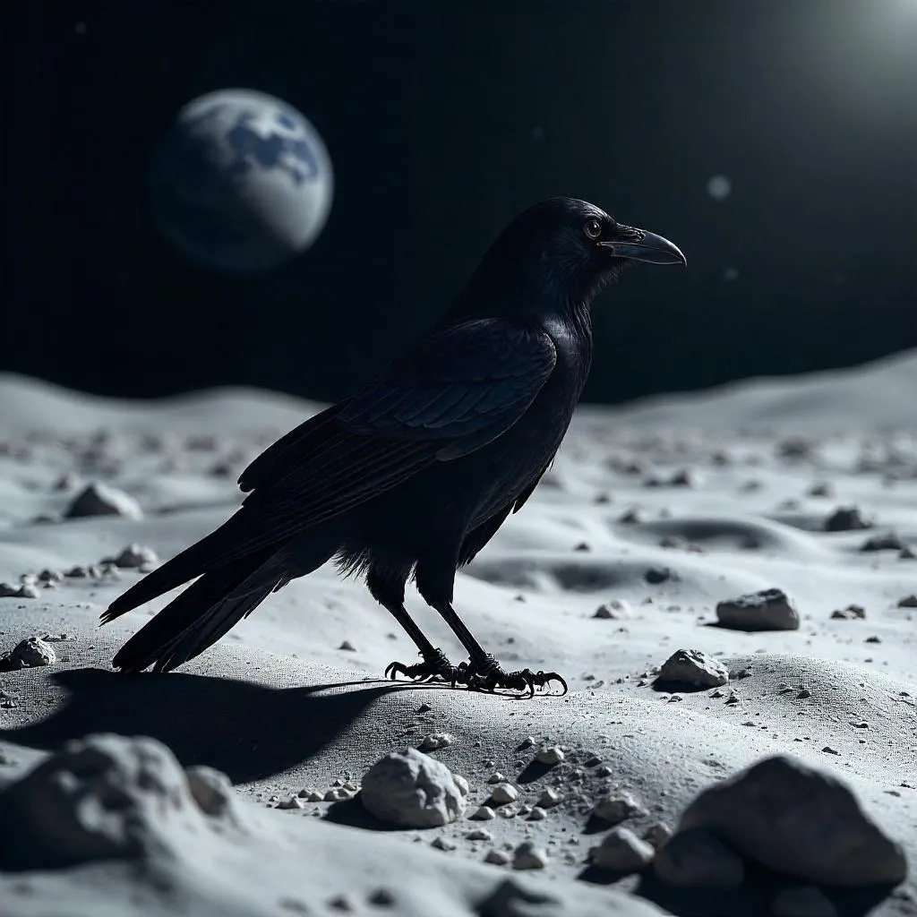 Raven on the Moon: A Photoreal Lunar Scene