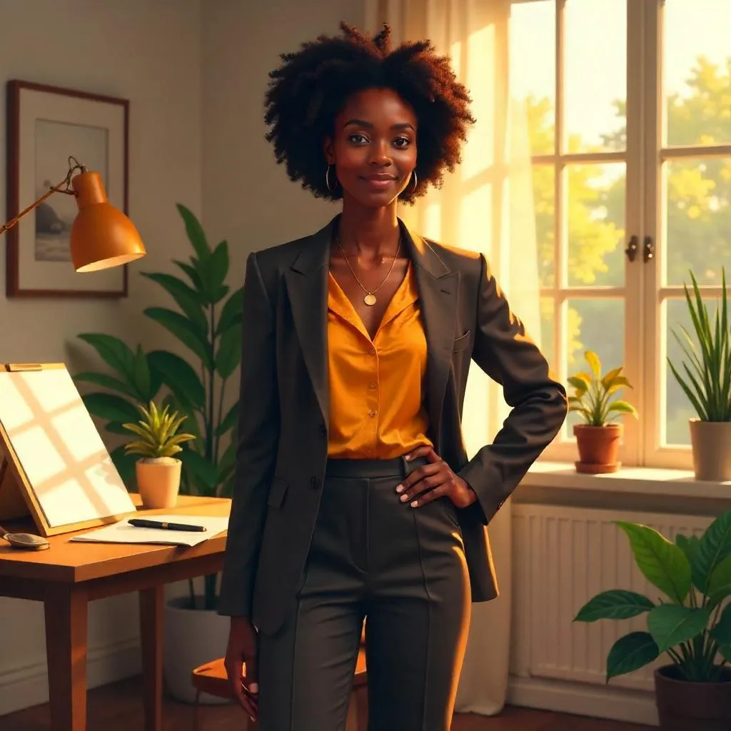 Confident Black Woman at Home - Digital Portrait