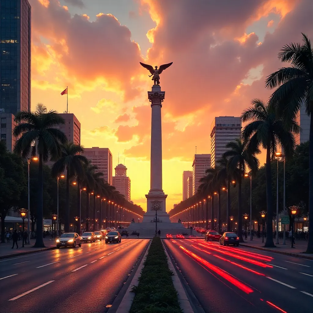 Vibrant Sunset over Monumento a la Independencia