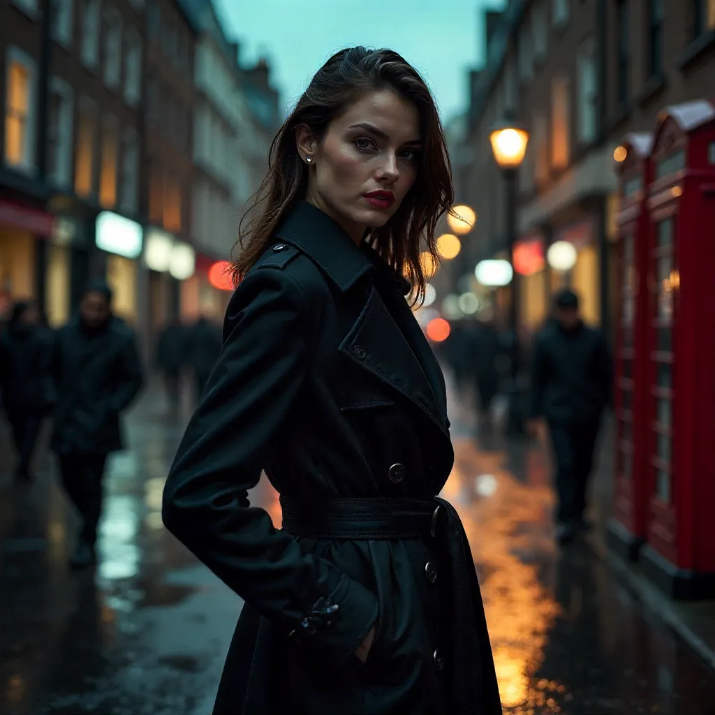 Moody London Fashion Portrait in Dramatic Lighting