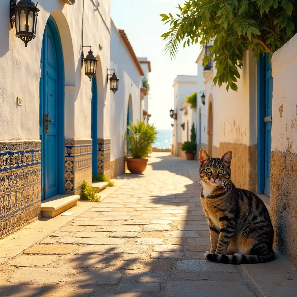 Serene Sunlit Cat on Asilah Street