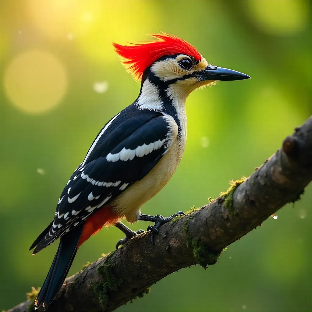 Crimson-Crested Woodpecker on a Lush Branch