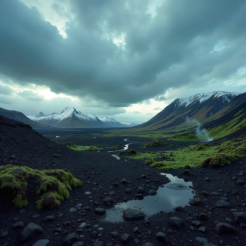 Moody Volcanic Vista in Þingeyjarsveit, Iceland
