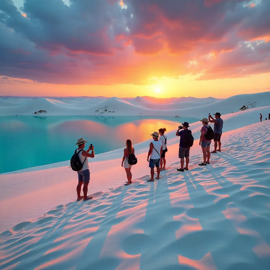 Sunset Among Lençóis Maranhenses Dunes