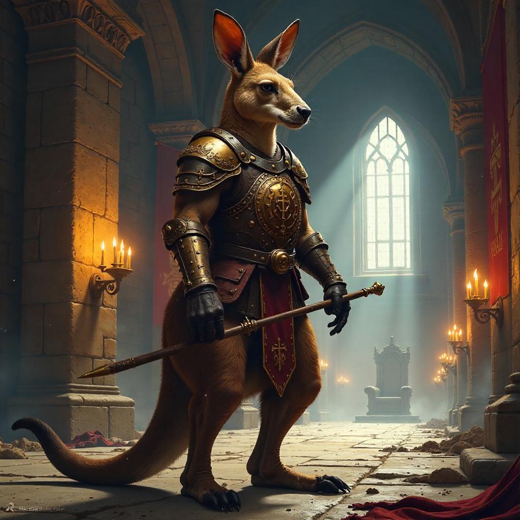 Kangaroo Concept Art in a Medieval Castle