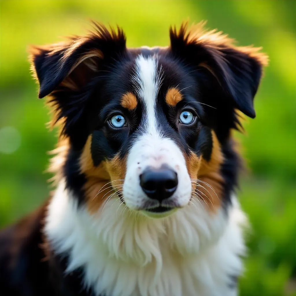 Glistening Blue-Eyed Aussie: Close-Up Portrait