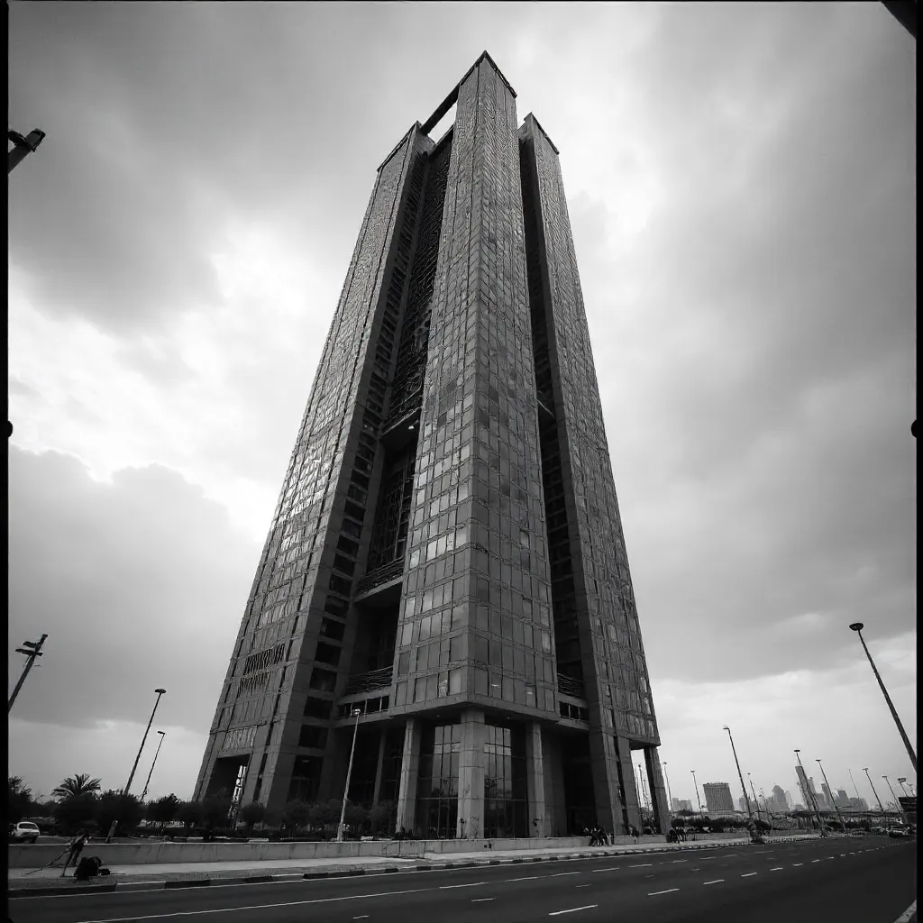Monochrome Doha Skyscraper: Modern Architecture