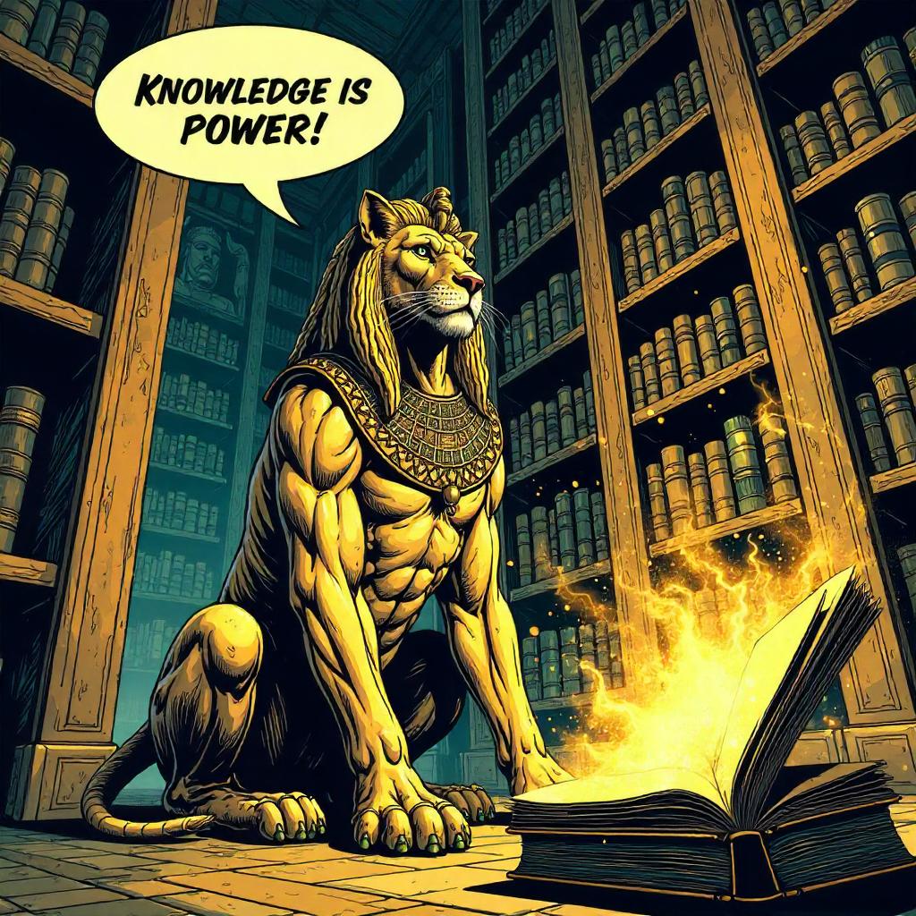 Sphinx Librarian in a Comic Library