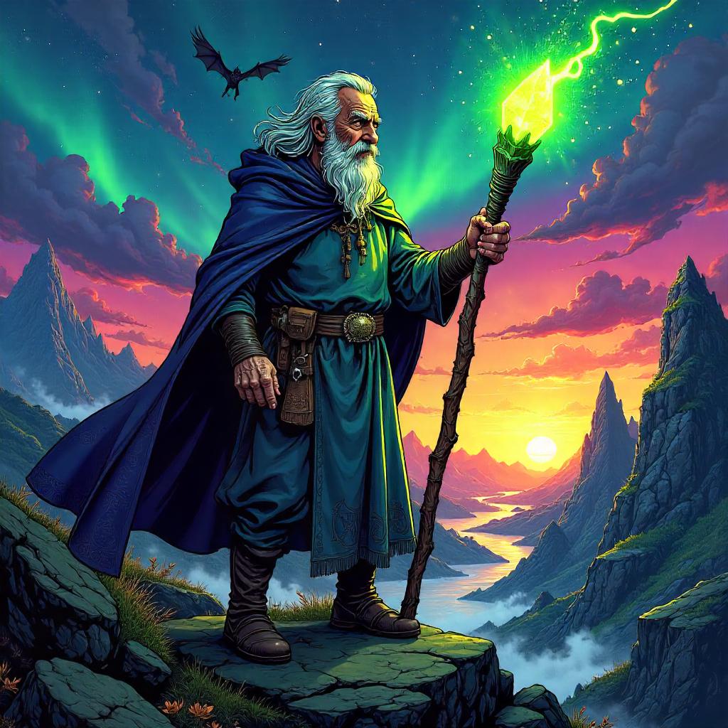 Elderly Mage in a Magical Comic Realm