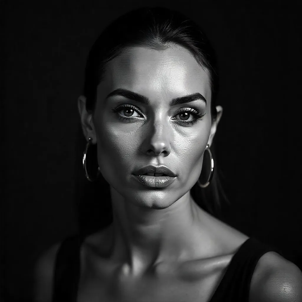 Bold Monochrome Portrait of a Confident Woman