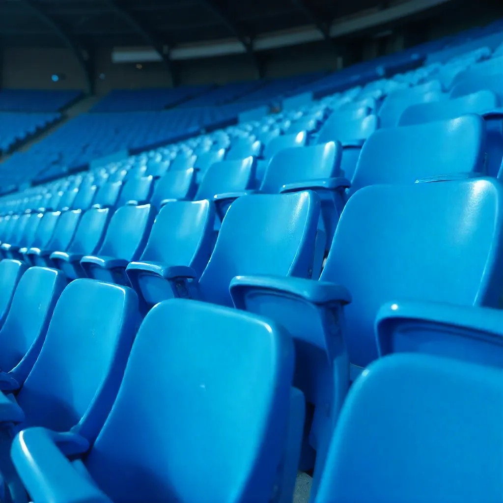 Vibrant Blue Stadium Seats Pattern with Copy Space