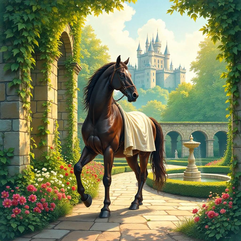 Watercolor Centaur in Castle Gardens