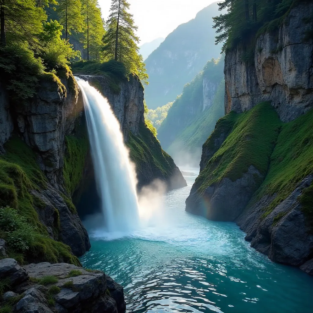 Turquoise Waterfall in Kaprun Gorge