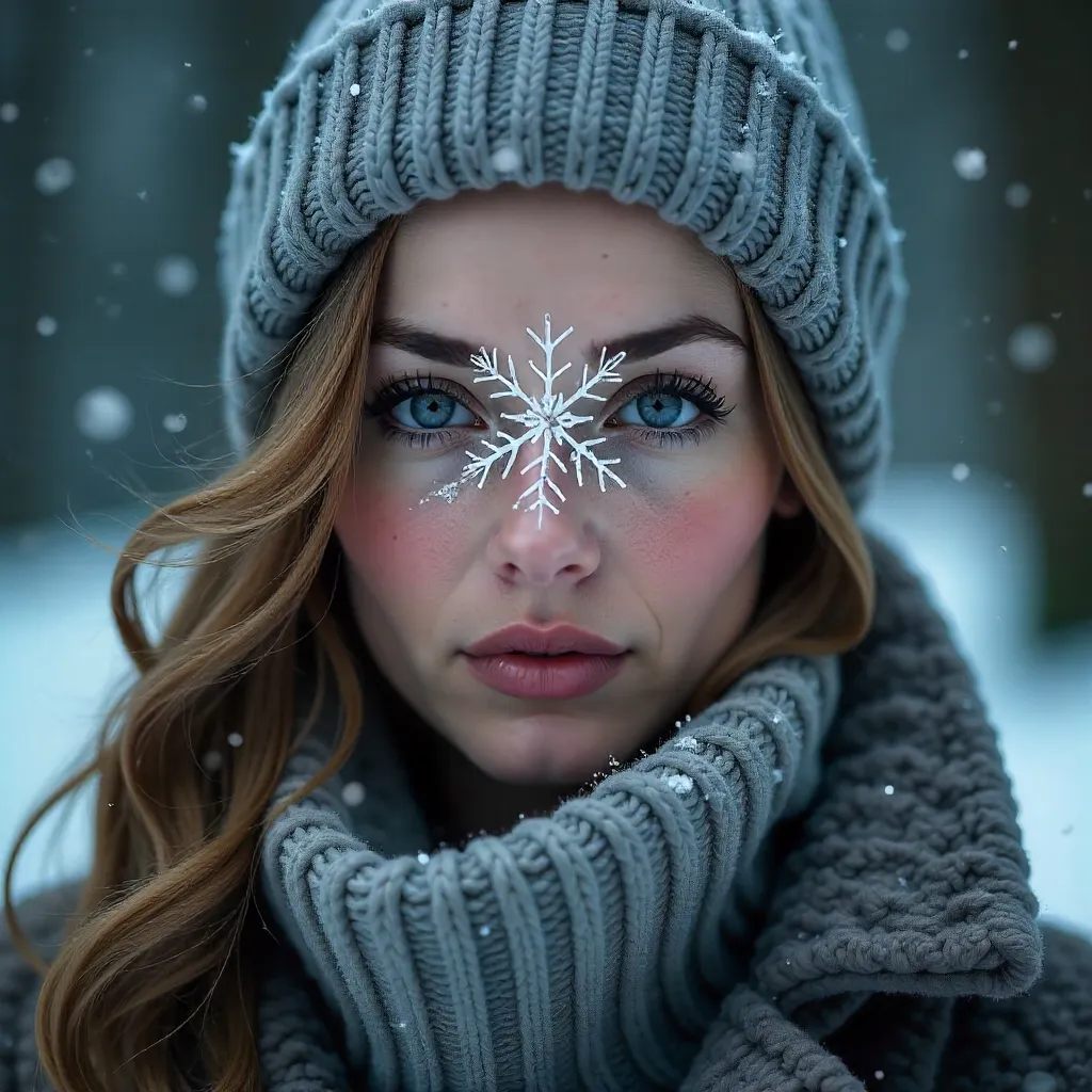 Snowflake Veil: An Artistic Winter Portrait
