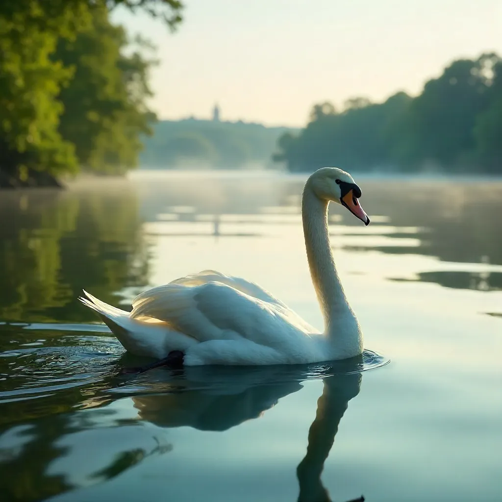 Graceful Swan on Zagreb's Jarun Lake