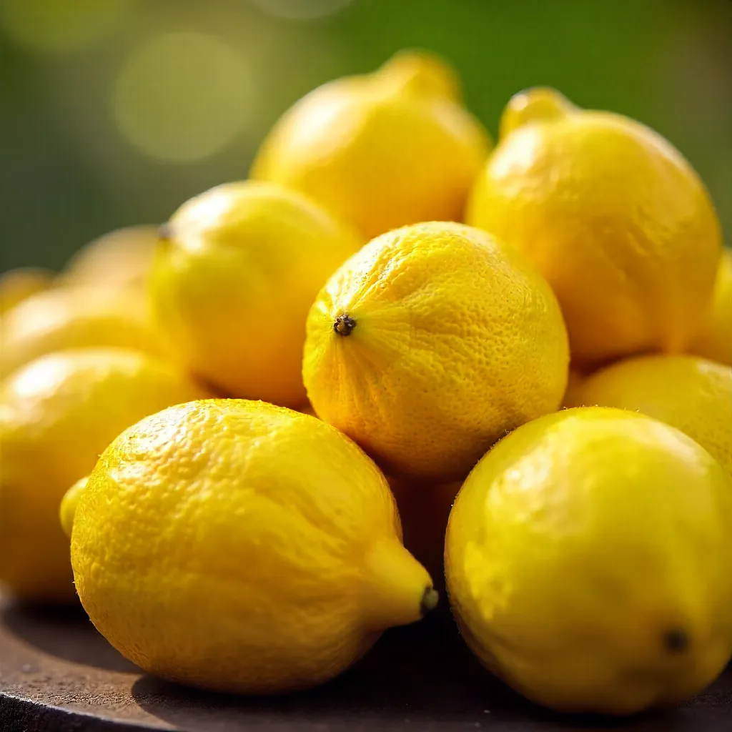 Macro Close-Up: Piled Fresh Lemons in Vibrant Yellow