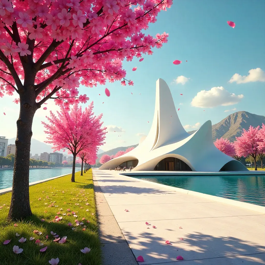Pink Blossoms Meet Niemeyer Modernism in Belo Horizonte