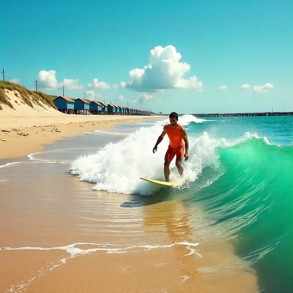Surfer enjoying summer waves at SP-Ording