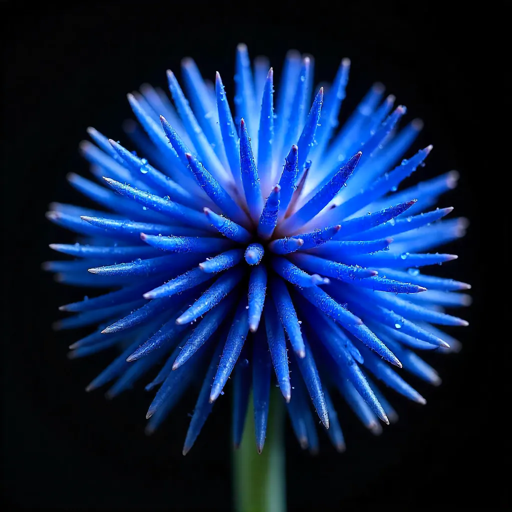Macro Shot: Vibrant Blue Globe Thistles in Darkness