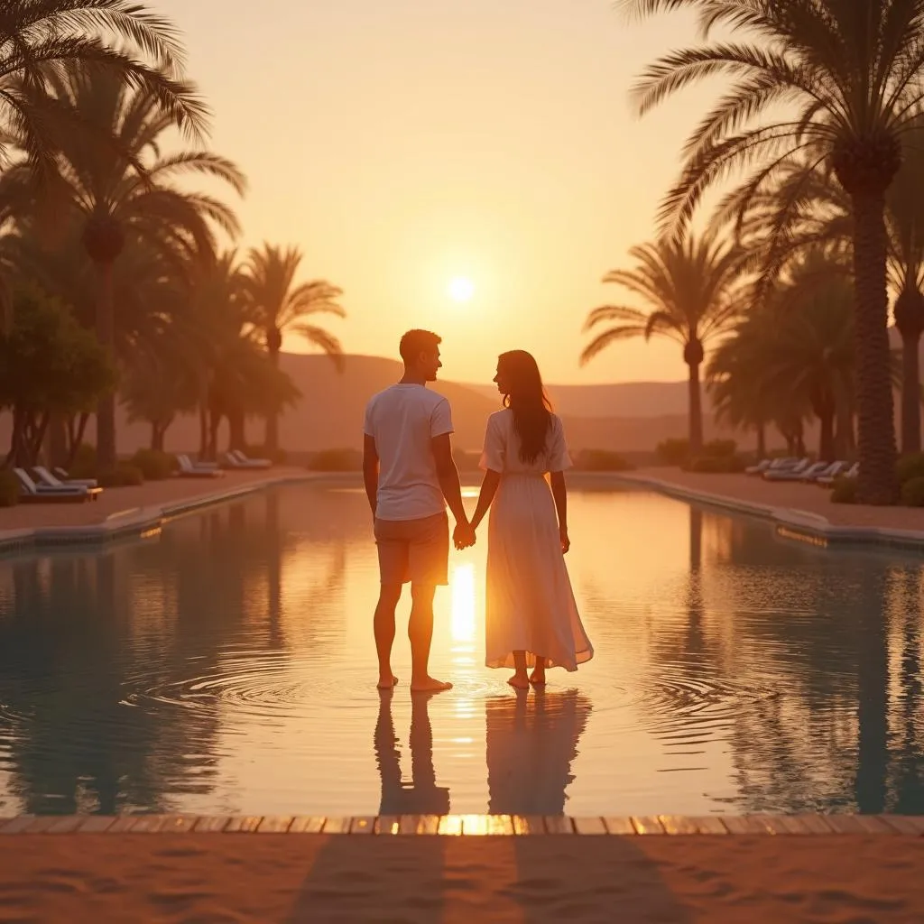 Desert Oasis Romance at Golden Dusk