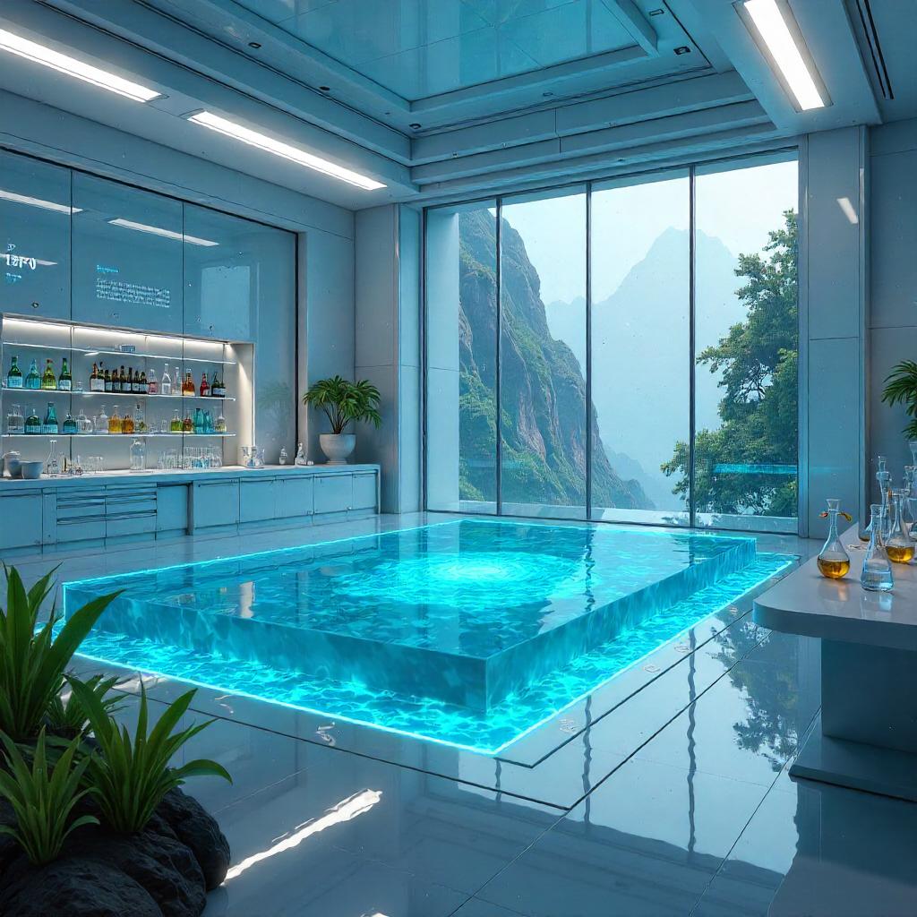 Lab Lake: Neon Digital Lake in a Laboratory