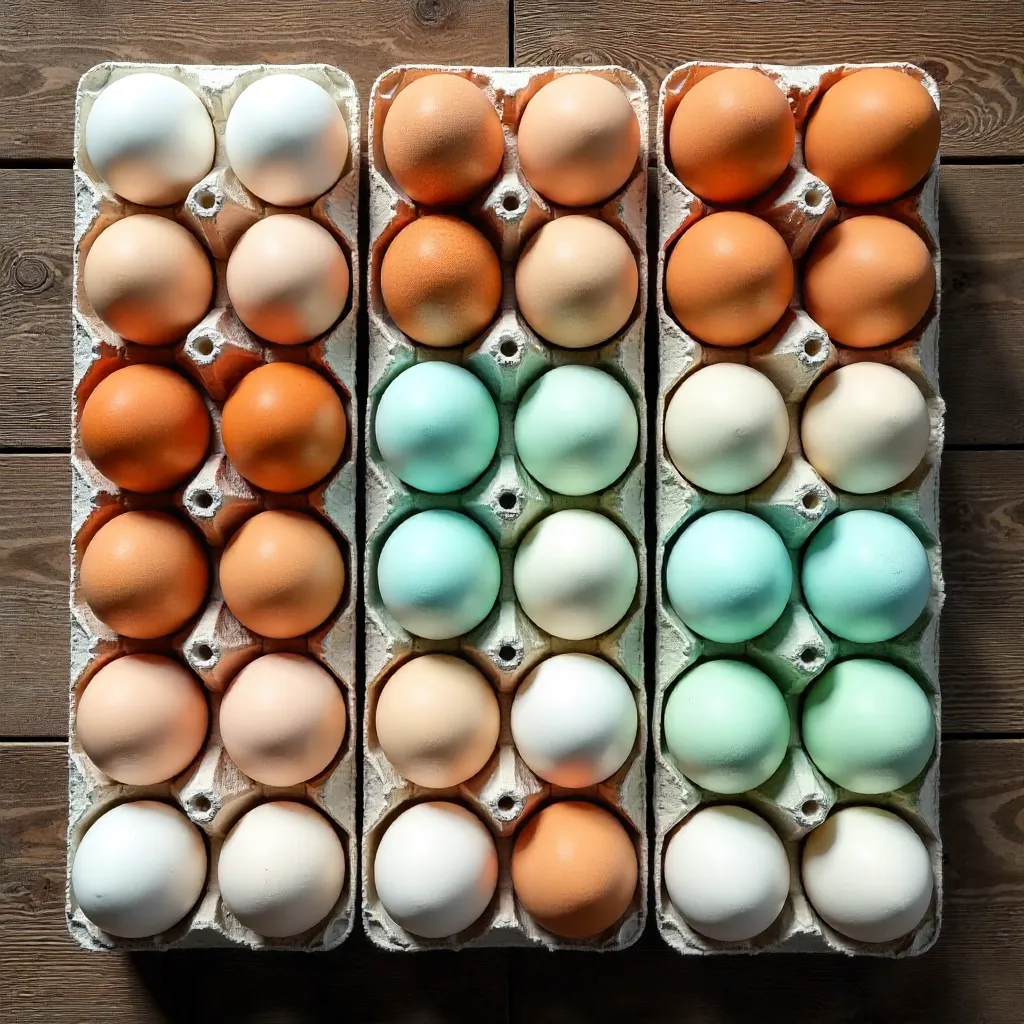 Aerial View of Colorful Farm Fresh Eggs in Cartons