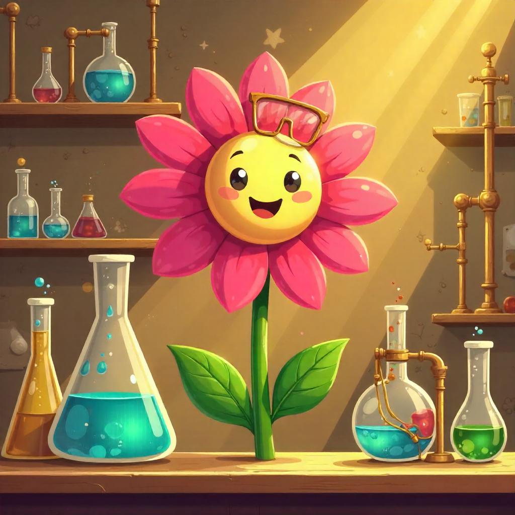 Brass Lab Bloom: Cartoon Flower