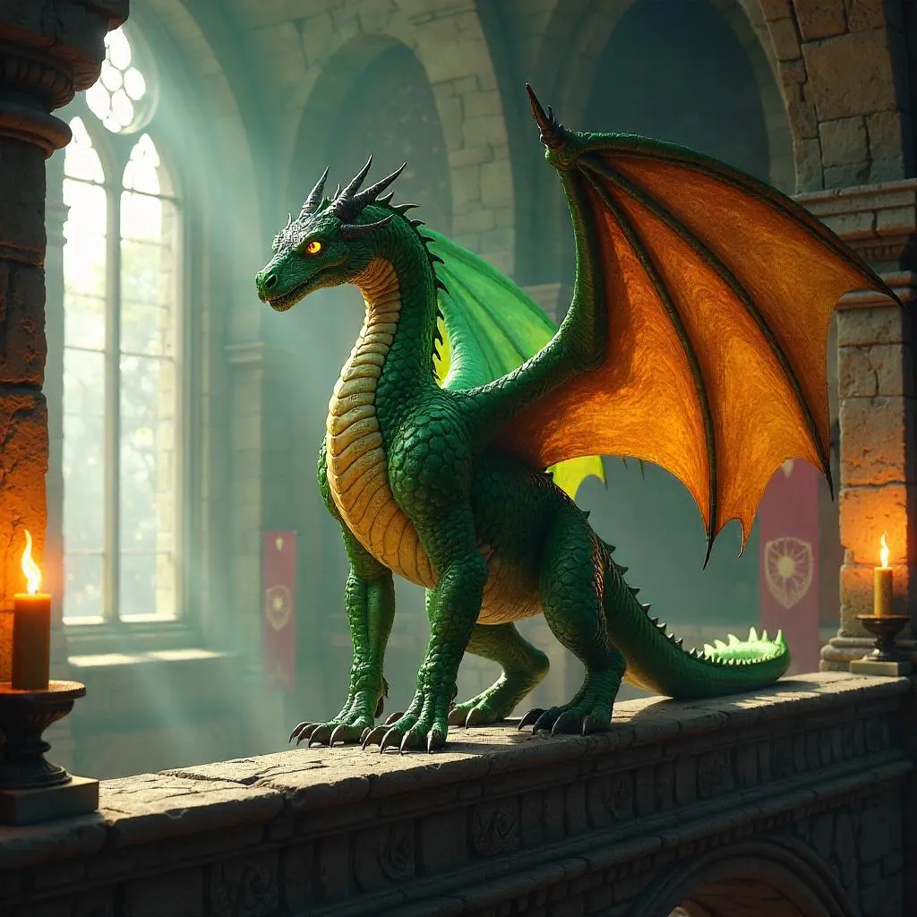 Wyvern 3D Render in a Medieval Castle