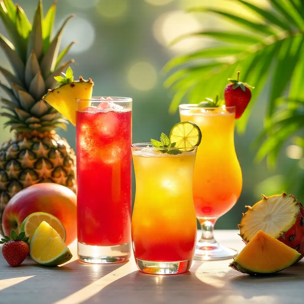 Vibrant Tropical Summer Cocktails with Fresh Fruits