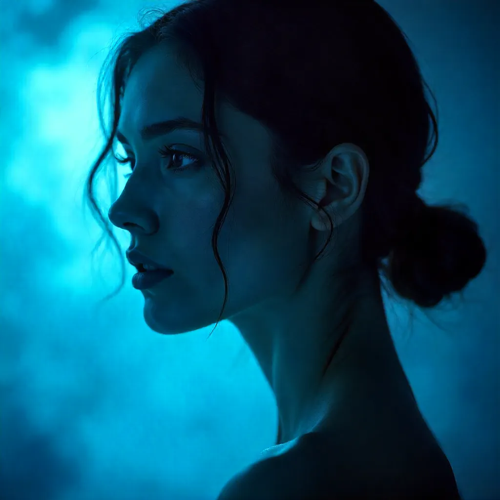 Moody Blue Portrait: Blur and Shadow