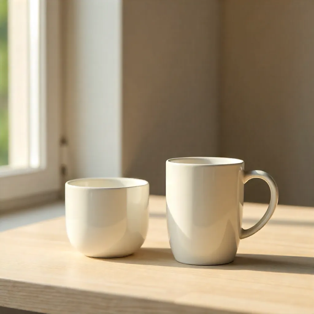 Elegant Minimalist Ceramic Cups in Natural Light