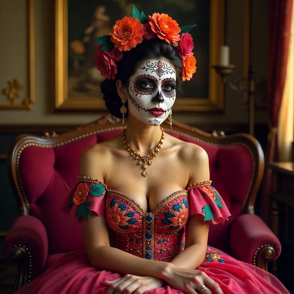 Elegantly Adorned: Día de los Muertos Queen Indoors