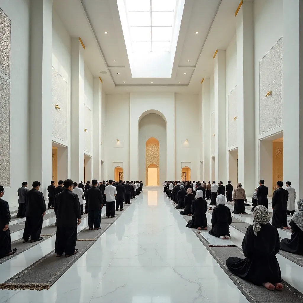 Prayer in a Modern Geometric Indonesian Mosque