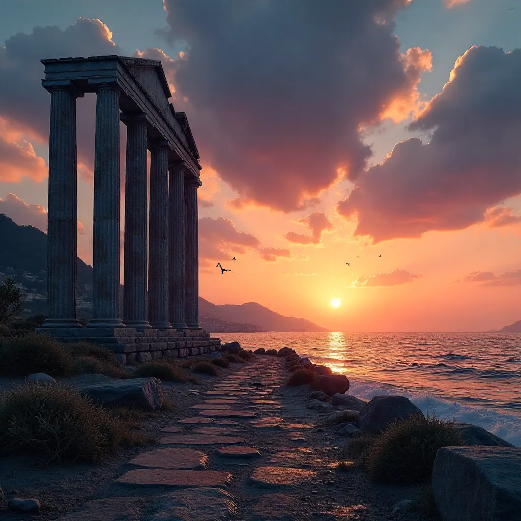 Twilight Silhouette: Roman Columns in İzmir