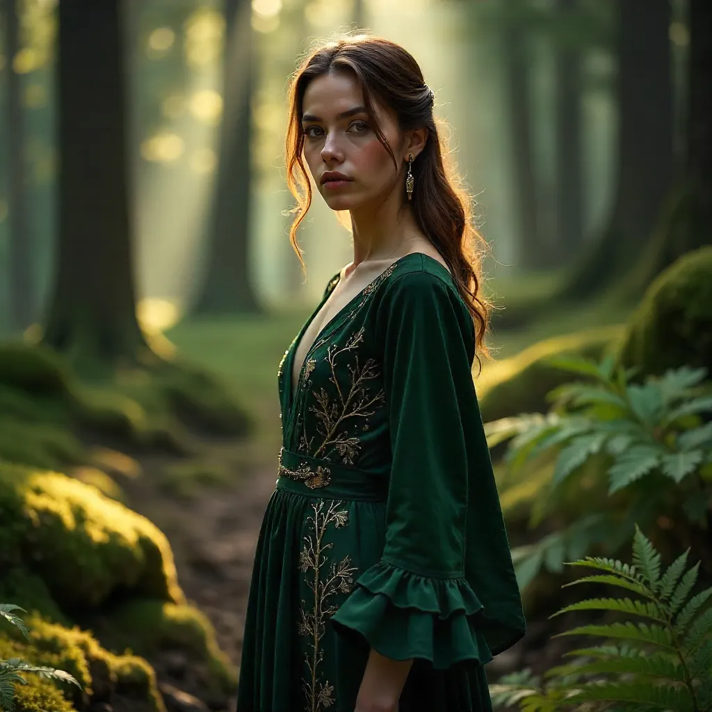 Moody Forest Portrait: Contemporary Fashion Meets Nature