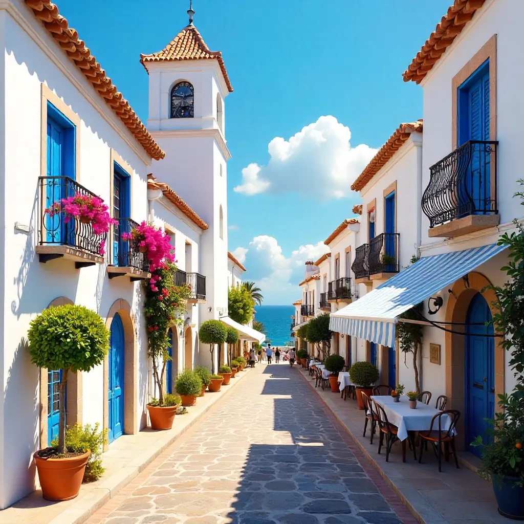 Sunlit Marbella Old Town Clock Tower