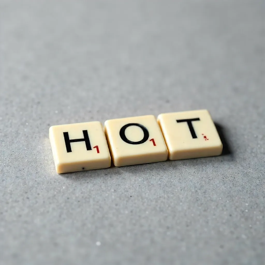Minimalist Scrabble HOT on Gray Textured Surface