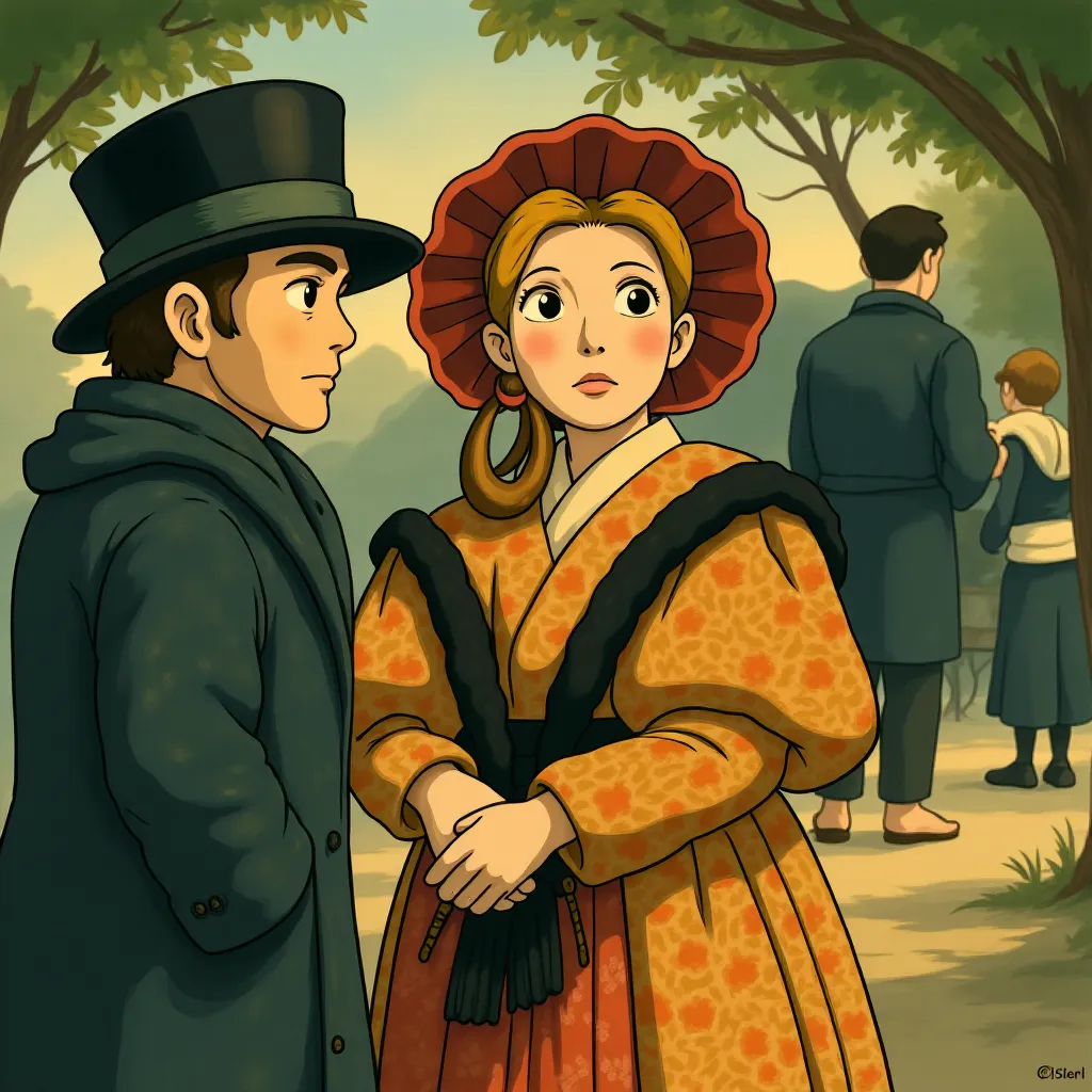 Gillian Anderson and Toby Jones in The Pale Blue Eye (2022) - Anime style