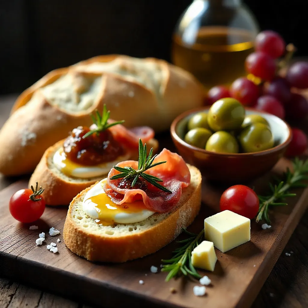 Artisan Bread & Green Olives: Gourmet Appetizers Platter