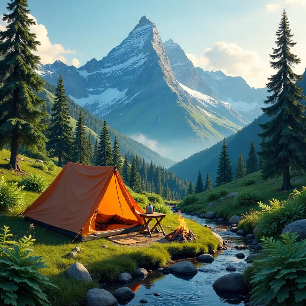 Serene Mountain Campground Among Lush Greenery