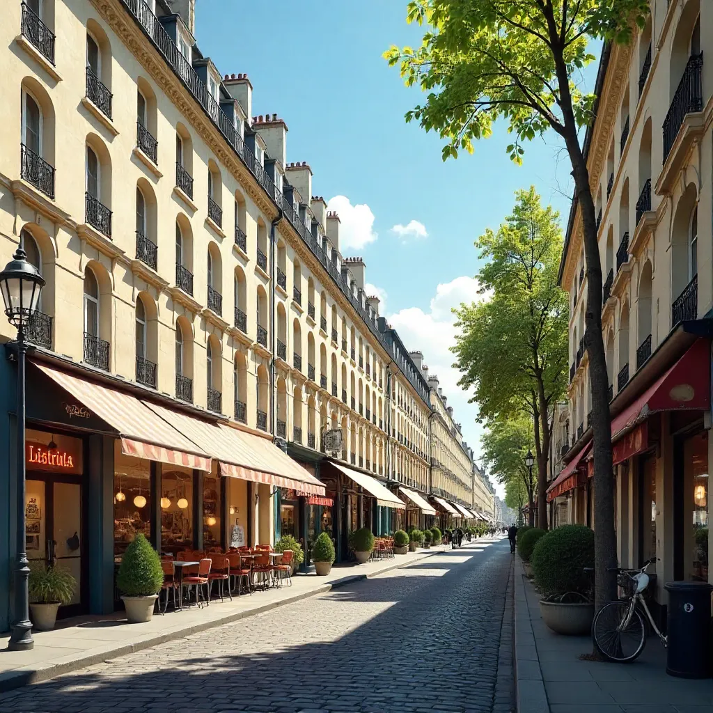 Charming Paris Street with Haussmann Architecture