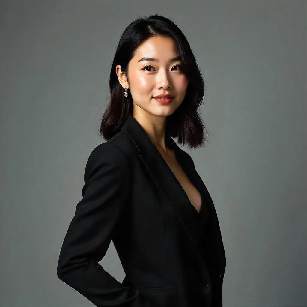 Photorealistic Studio Portrait of a Stylish Asian Woman