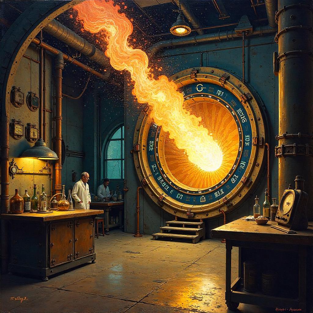 Comet in a Portal Lab: An Oil Painting