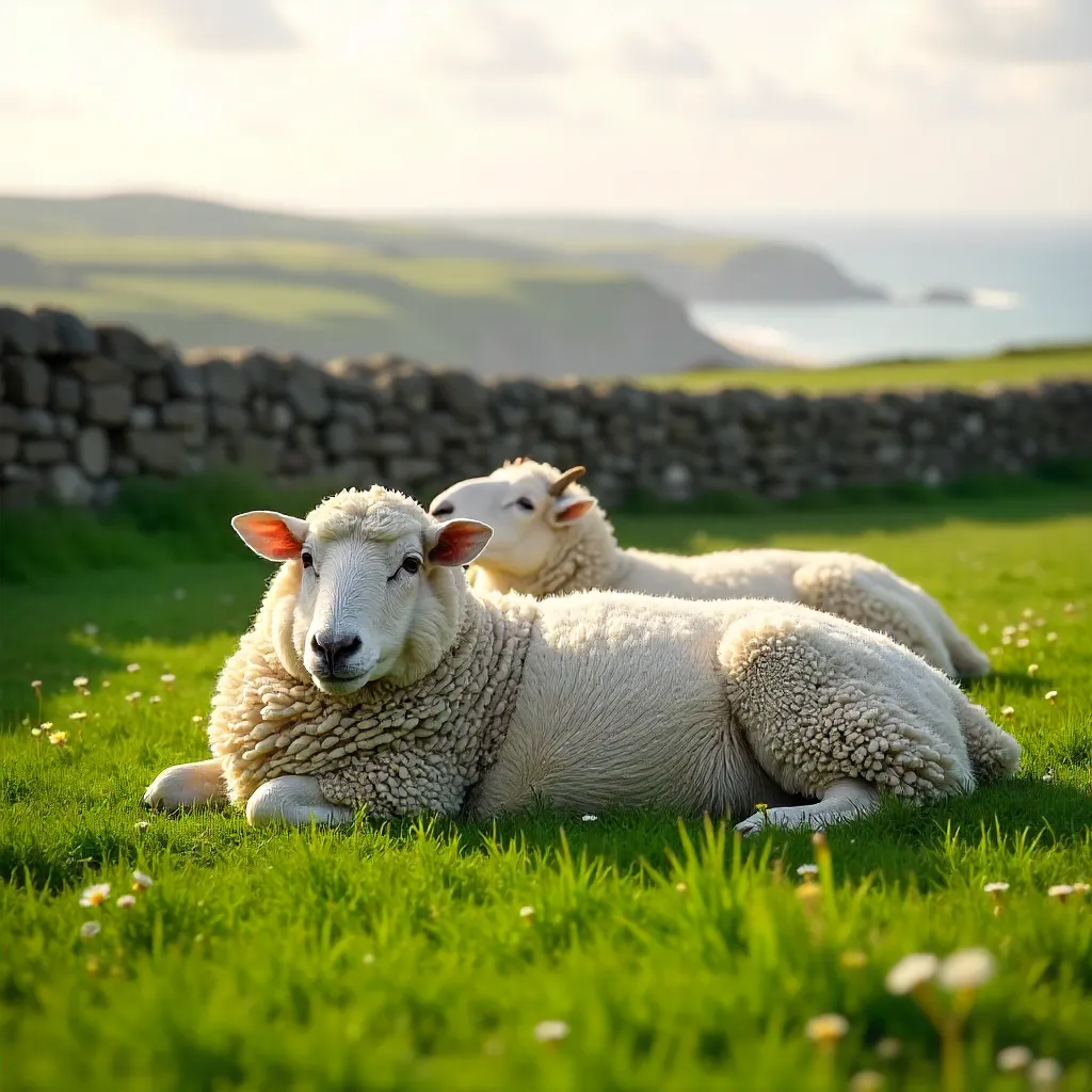 Two Sheep Resting in Bude Countryside