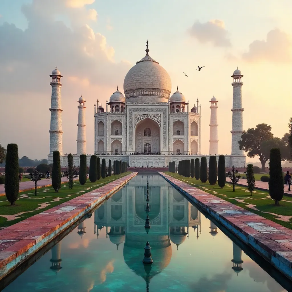 Sunrise at the Taj Mahal: Marble Majesty at Dawn