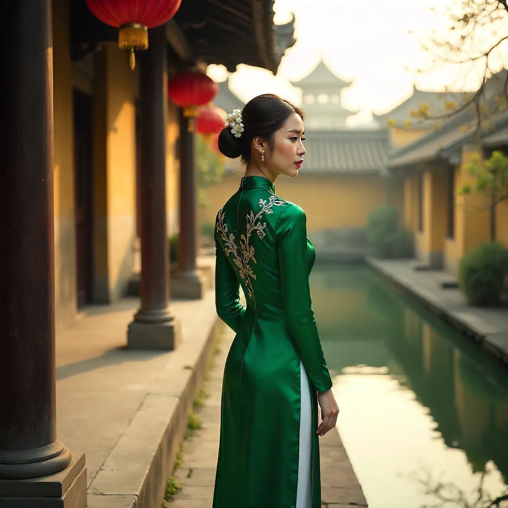 Ao Dai at the Ancient Temple of Hội An
